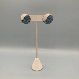 Vintage 1990s Aesthetic  Cloisonné  Round  Stud Back Earrings by dani  Gold Tone